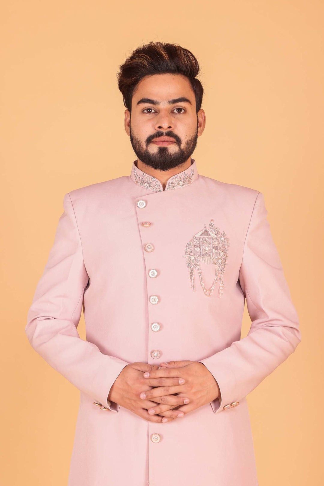 Dusty Pink Sherwani Suit.