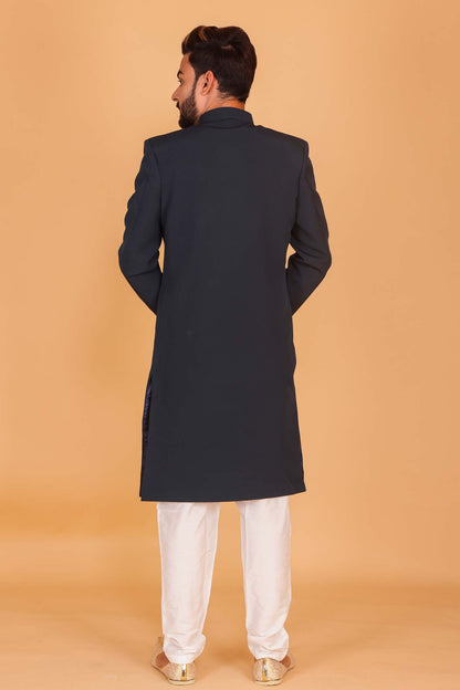 Peacock Blue Sherwani Suit.