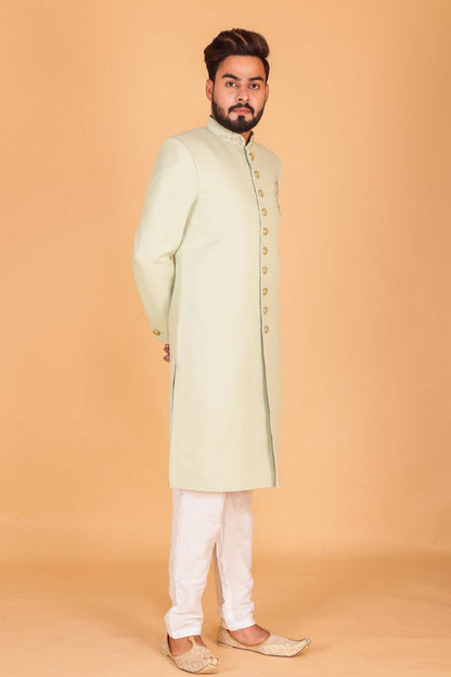Mint Green Sherwani Suit.