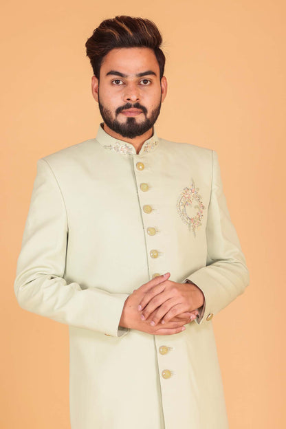 Mint Green Sherwani Suit.