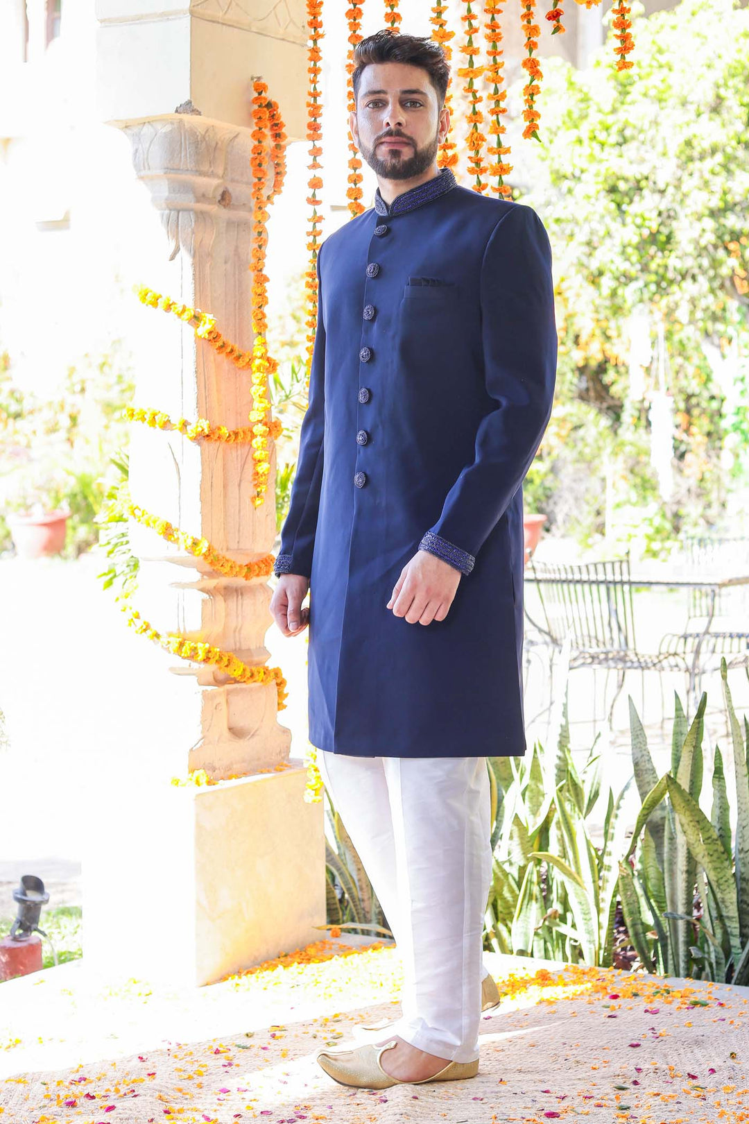 Navy Blue Indo-Western Suit.