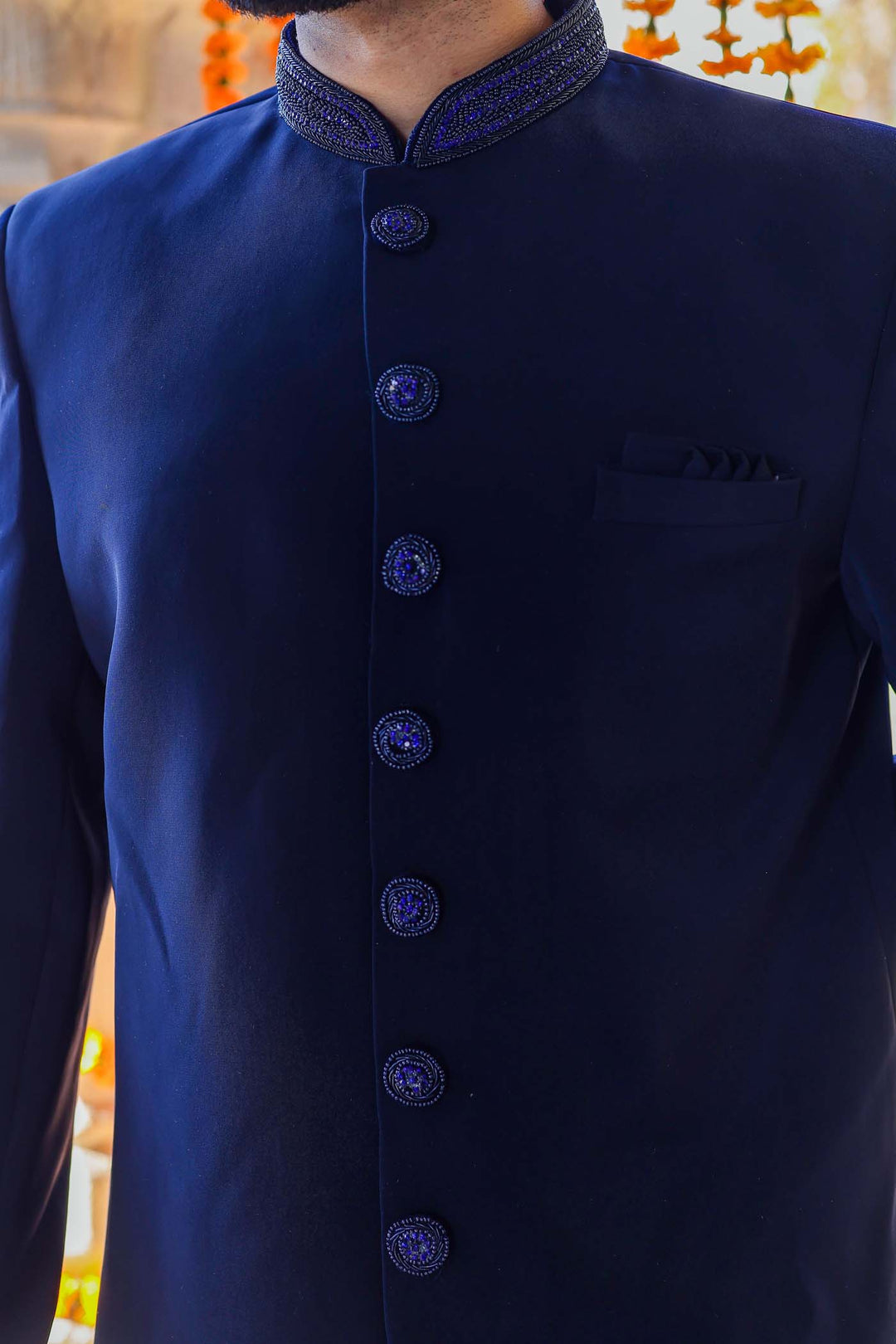 Navy Blue Indo-Western Suit.