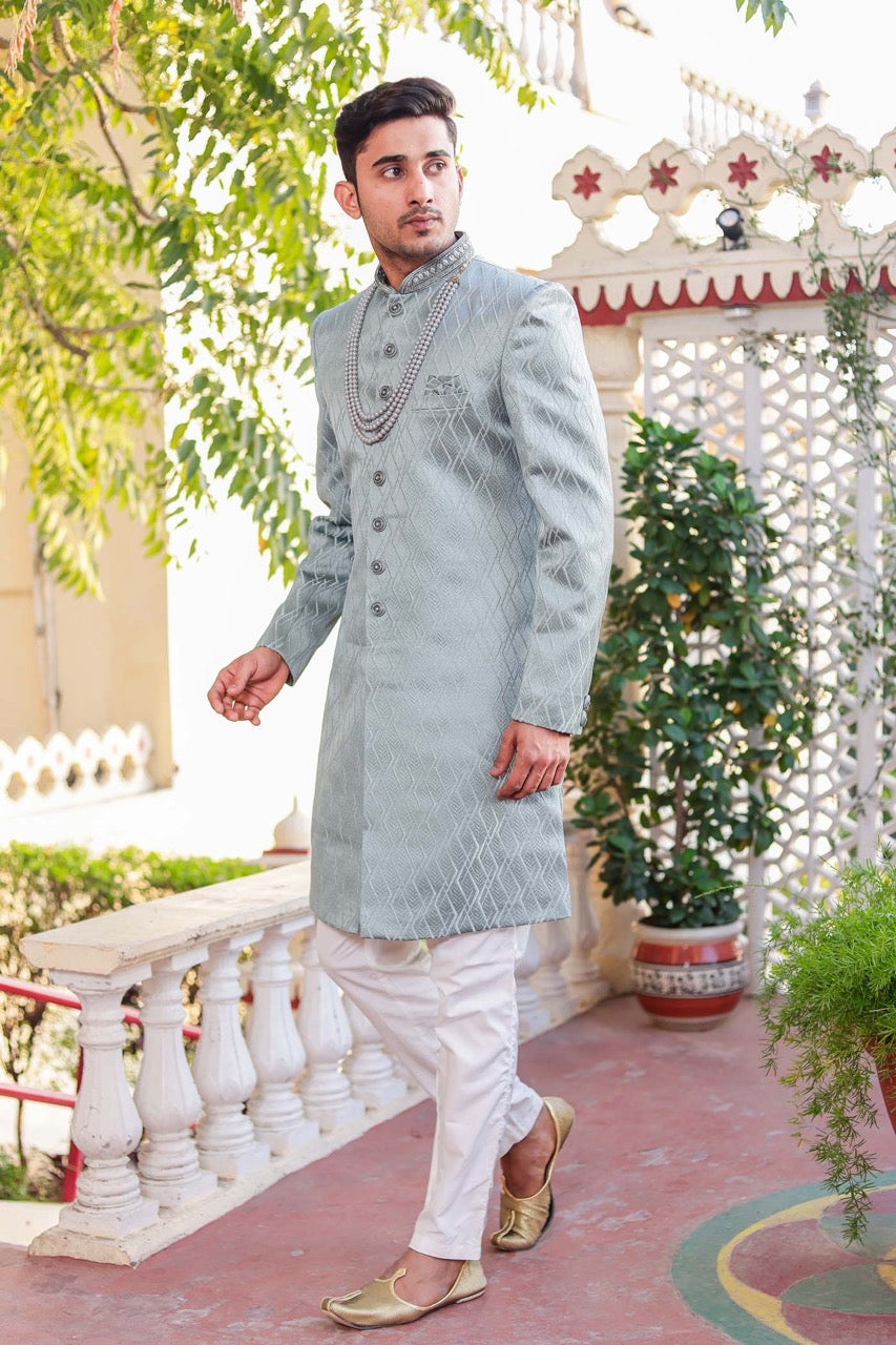 Dusty Green Indo-Western Sherwani Suit