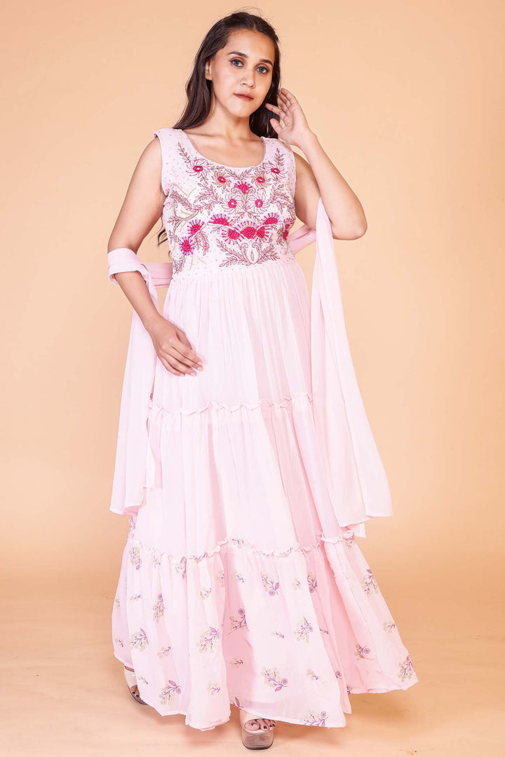 Georgette Anarkali Gown- Light Pink