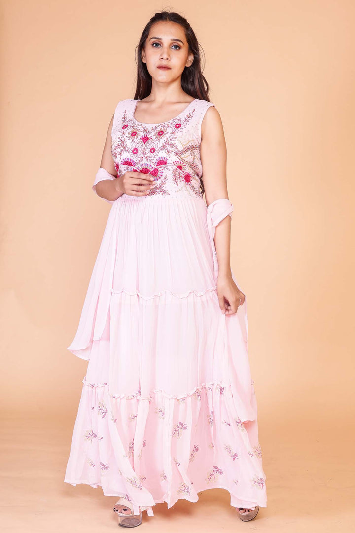 Georgette Anarkali Gown- Light Pink