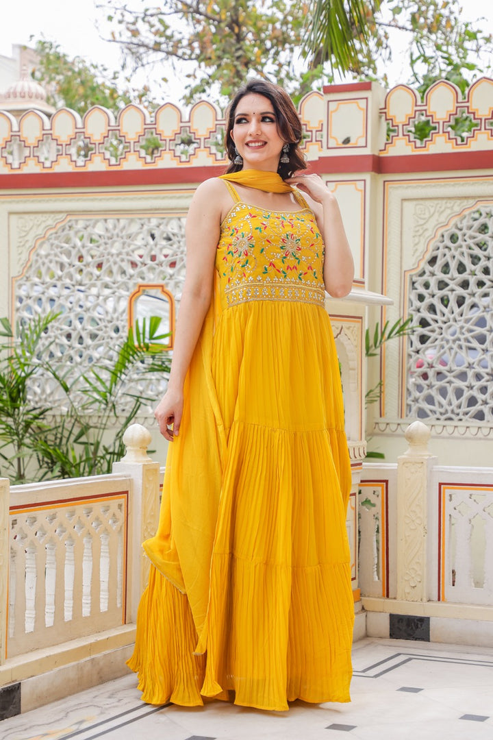 Mustard Anarkali Suit