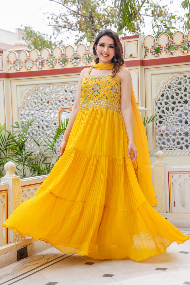 Mustard Anarkali Suit