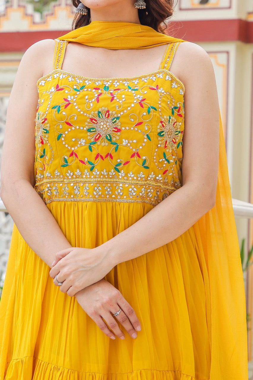 Mustard Anarkali Suit