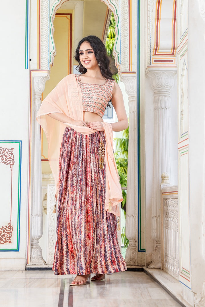 Peach Lehenga Choli Suit