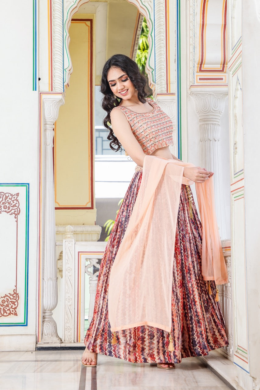 Peach Lehenga Choli Suit