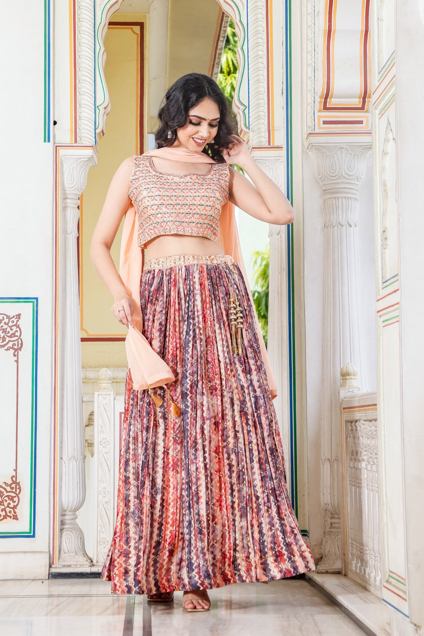 Peach Lehenga Choli Suit