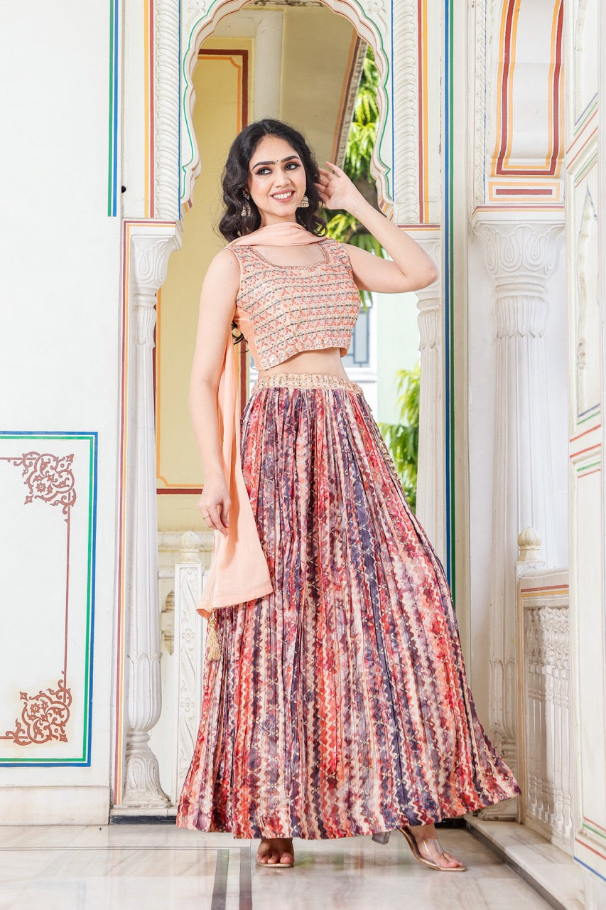 Peach Lehenga Choli Suit