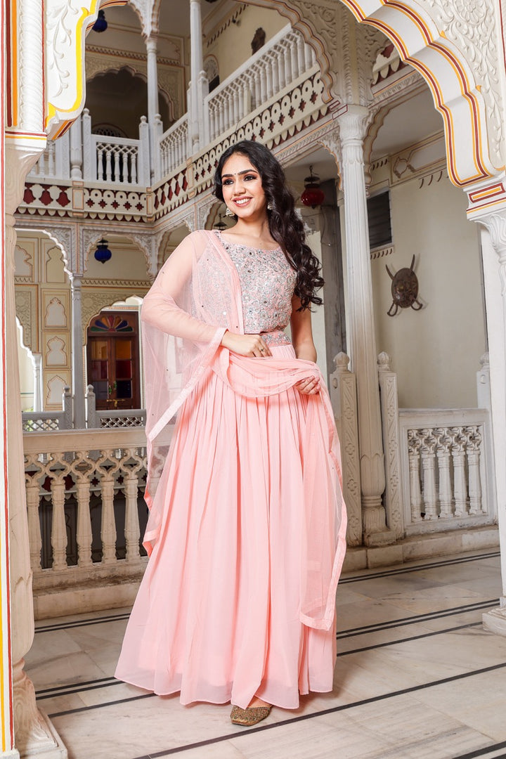 Light Peach Lehenga Choli Suit