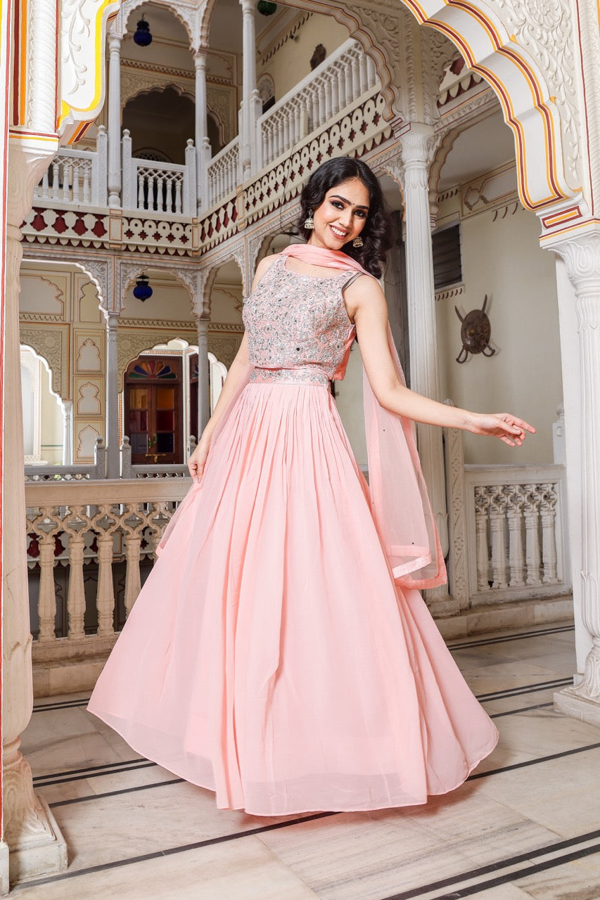 Light Peach Lehenga Choli Suit