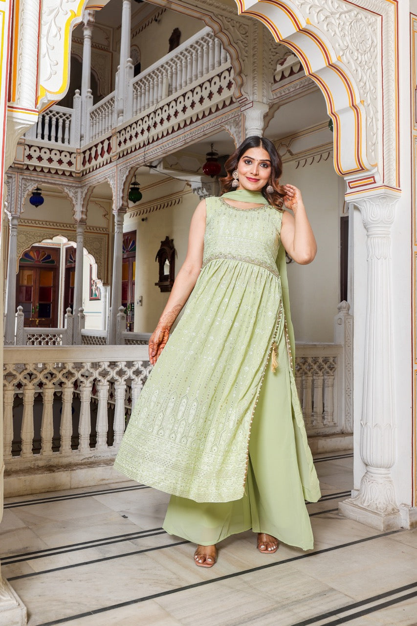 Mint Green Naira Cut Kurta Set