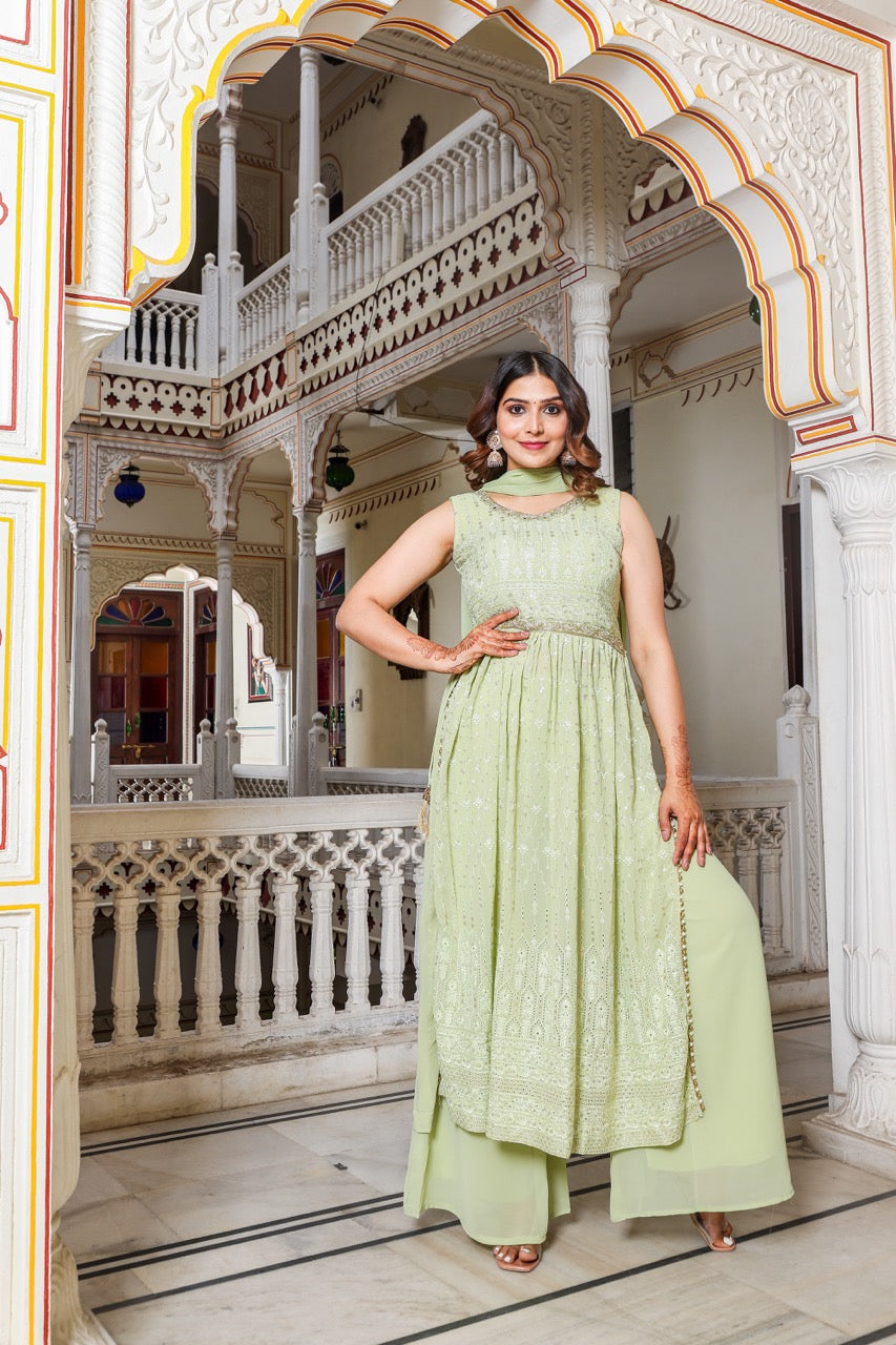 Mint Green Naira Cut Kurta Set