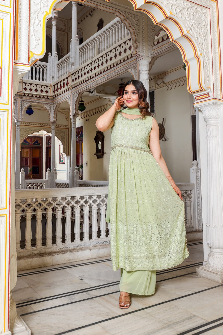 Mint Green Naira Cut Kurta Set