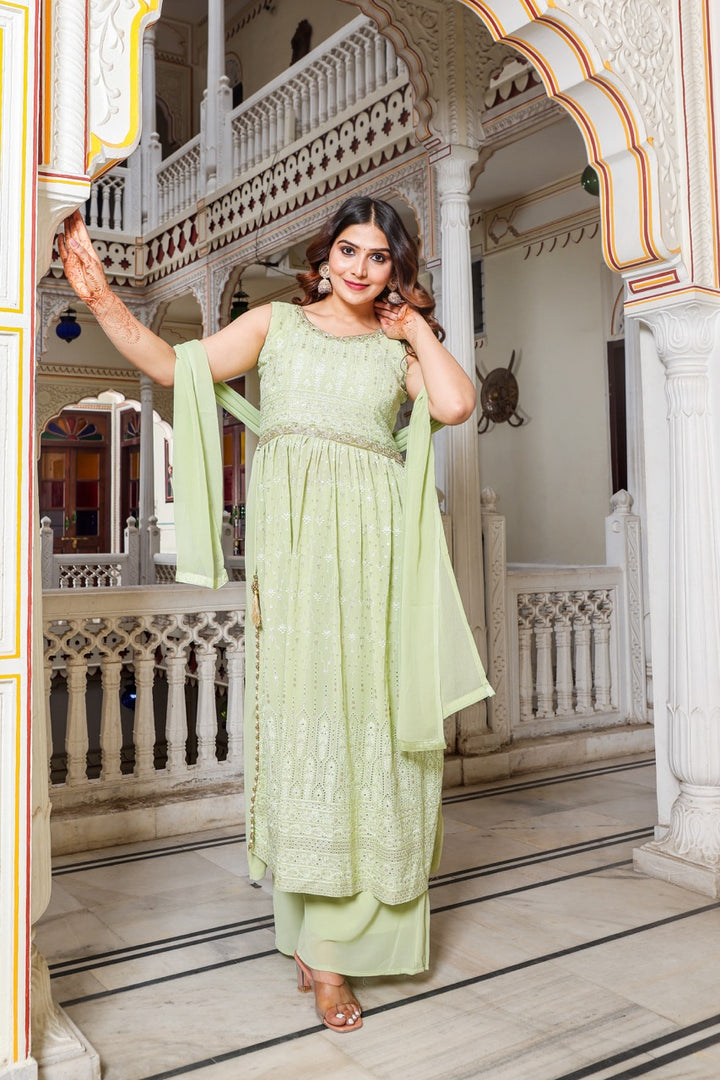 Mint Green Naira Cut Kurta Set