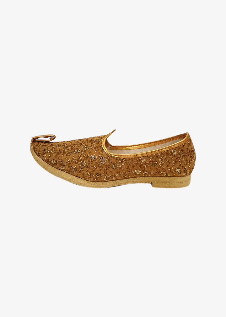 Gold Velvet Embroidered Mens Mojdi