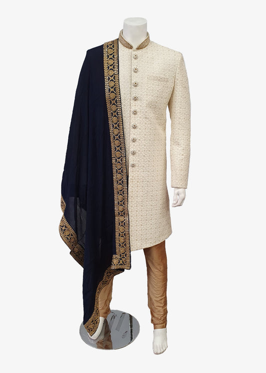 Navy Blue Mens Georgette Shawl