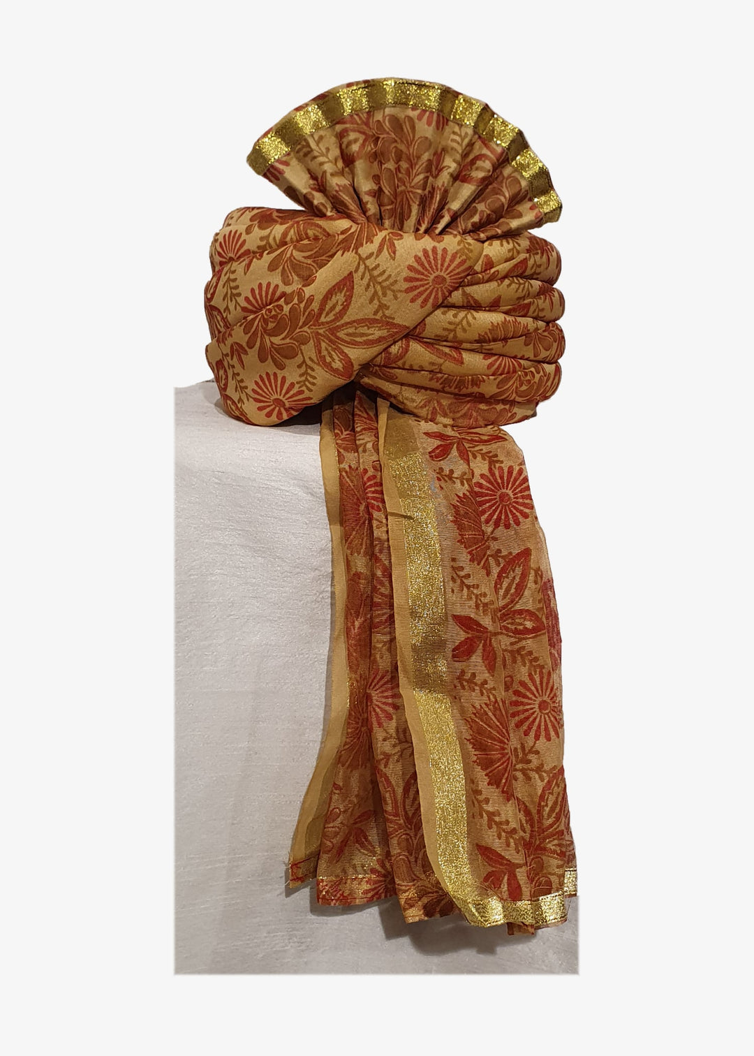 Gold Art Silk Flower Print Mens Safa