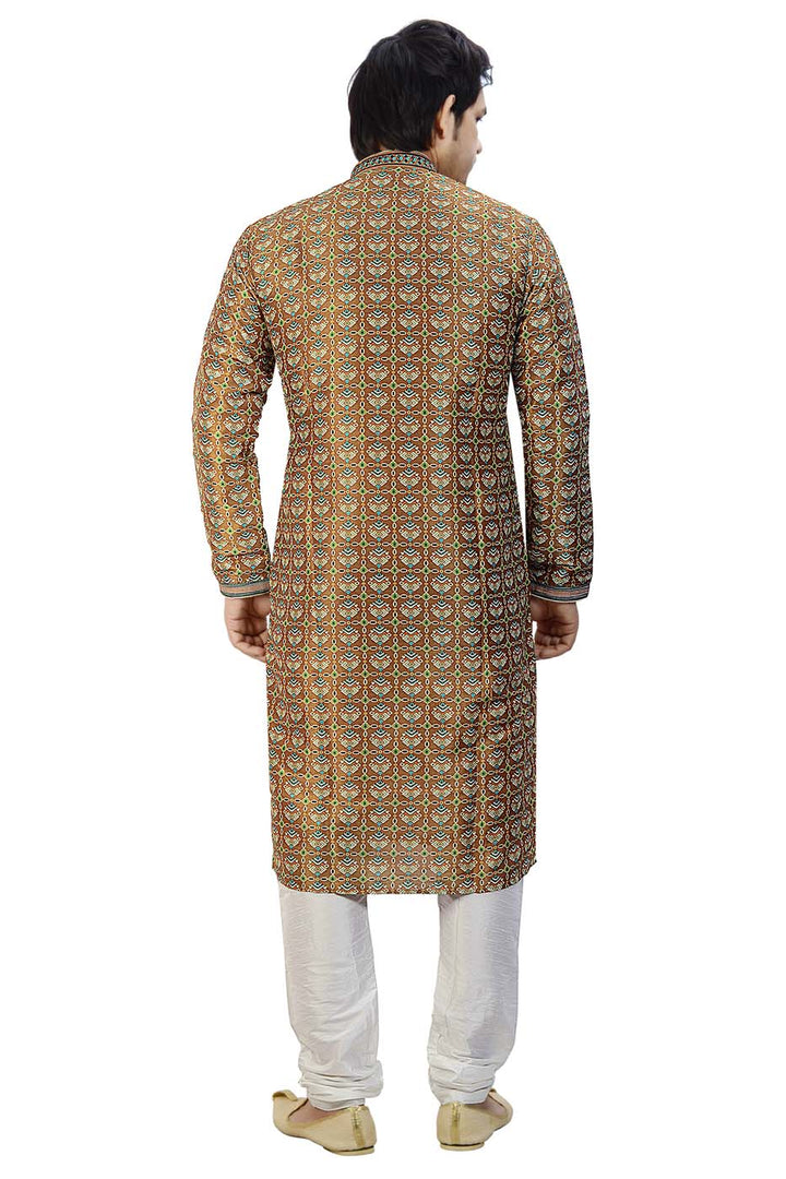 Mehndi Digital Print Silk Kurta Suit.