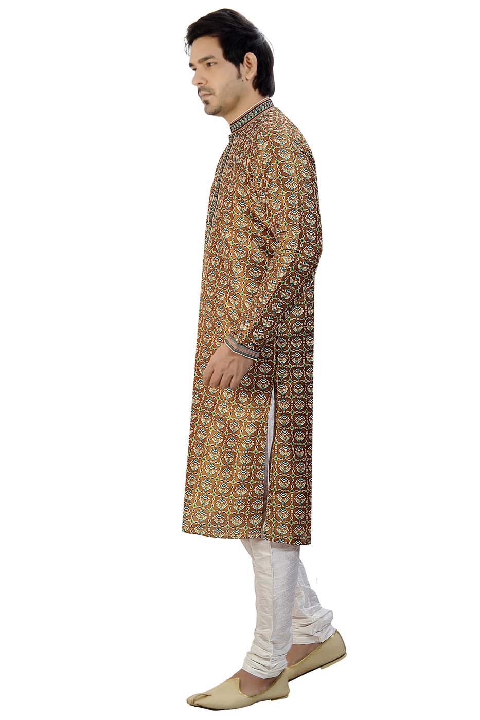 Mehndi Digital Print Silk Kurta Suit.