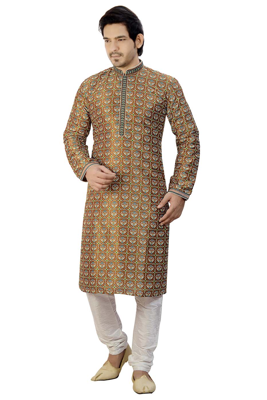 Mehndi Digital Print Silk Kurta Suit.