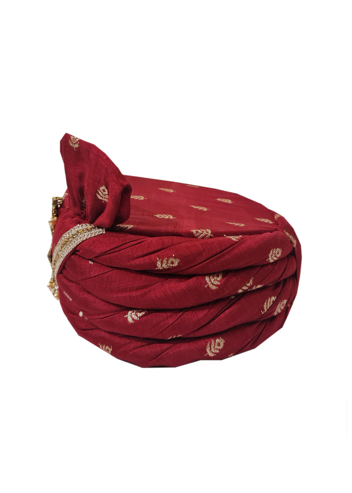 Maroon Rawsilk Mens Safa